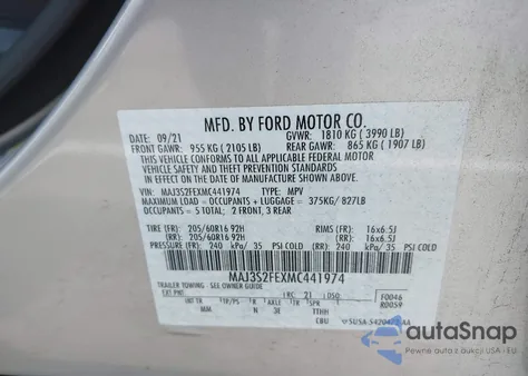 2021 Ford Ecosport S from USA, damaged, VIN MAJ3S2FEXMC441974